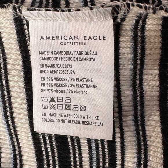 American Eagle Small Soft & Sexy Rib Top Striped Stretch Cap Sleeves Scoop Neck - Picture 7 of 8